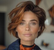 Brown hair short and full of amazing energy