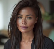 Long black hair flowing with elegance