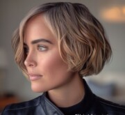 Radiant with short blonde haircut for women