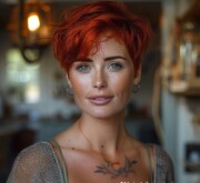 Short red haircut is indestructibly beautiful