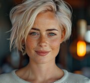 The brilliance of short blonde locks