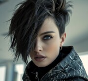 Trendy black short haircut elevating women's look