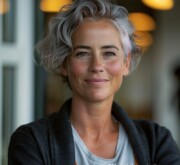 Women with a loving gray hairstyle