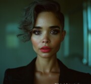 A woman with a fashionable short nice gray hairdo