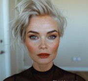A woman with an elegant magnificent gray hairdo