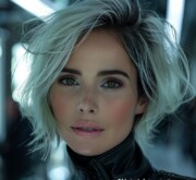 Admirable haircut on short gray hair