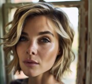 Blonde sporting a spectacular short hairdo