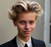 Blonde with a stylish short and bright hairstyle