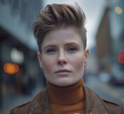 Brunette showcasing a captivating short hairdo