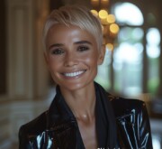 Glorious and elegant blonde woman's cut