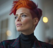 Refreshing short colorful hairstyle enhancing her look