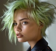 Short colorful hairdo with a fearless touch