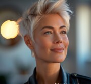 Short fabulous gray hairdo on a woman