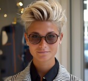 Short hairstyle that's bright on a blonde
