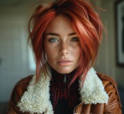 Stylish woman with a suave red haircut
