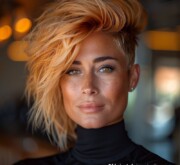 Suave red haircut enhancing a woman's look