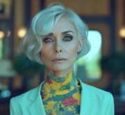 Woman flaunting a fantastic gray hairdo