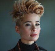 Woman showcasing a superior short red haircut