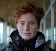 Woman with a chic short red hairstyle that's amazing