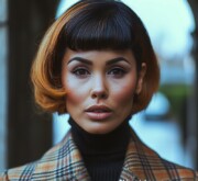 Woman with a sophisticated short colorful coiffure