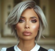 A short gray coiffure radiates captivating style