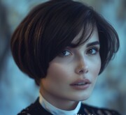 Effortless beauty in shimmering short black hair