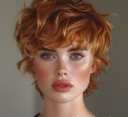 Empowering short red coiffure enhances natural confidence