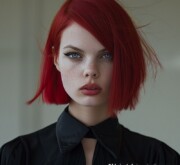 Expressive short red hairstyle feels sleek and daring