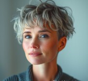 Her shining gray style speaks of natural elegance