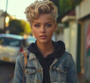 Magnificence shines through short blonde hair