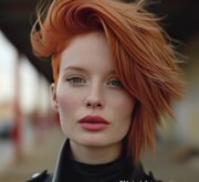 Red hair elegance defines classic poise