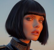 Shimmering short black hair defines your look