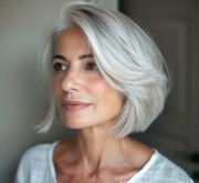 Short gray hair reflects graceful beauty