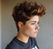 Striking red hairstyle feels bold and refined