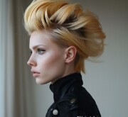 Striking short colorful hairstyle showcases dynamic charm
