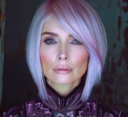 Surprising short colorful coiffure exudes modern flair