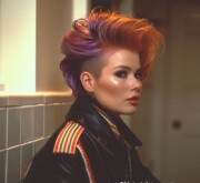 The breathtaking short colorful hairdo defines a unique statement