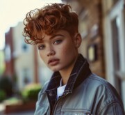 The red haircut speaks of bold, natural confidence