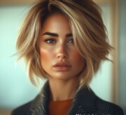 Blonde lovely feminine hairstyle