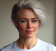 Divine feminine gray short haircut