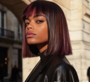 Experimental colorful short hairstyle for heavenly women