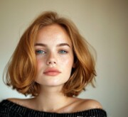 Serene romantic red short haircut