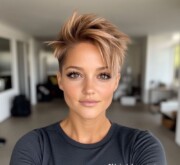 Short elegant feminine blonde hairstyle