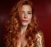 A celestial long red hair glowing in the nights embrace A celestial long red hair glowing in the nights embrace