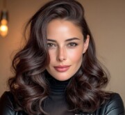 A chic long brown hair female style with modern flair A chic long brown hair female style with modern flair