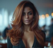 A chic long brown lovely look with sleek, flowing texture A chic long brown lovely look with sleek, flowing texture