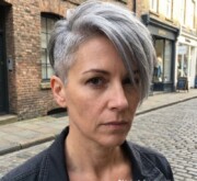 A fresh, bold gorgeous short gray hairdo