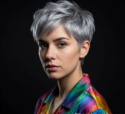 A fresh shining short gray hair A fresh shining short gray hair