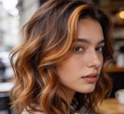 A playful look colorful medium length hair