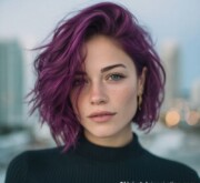 A short colorful coiffure glowing with brilliance